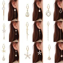 Fan-style minimalist light and luxurious superb mermaids mouth clip without earbuds ear decorated earrings with a female summers gentle female summer harbor wind