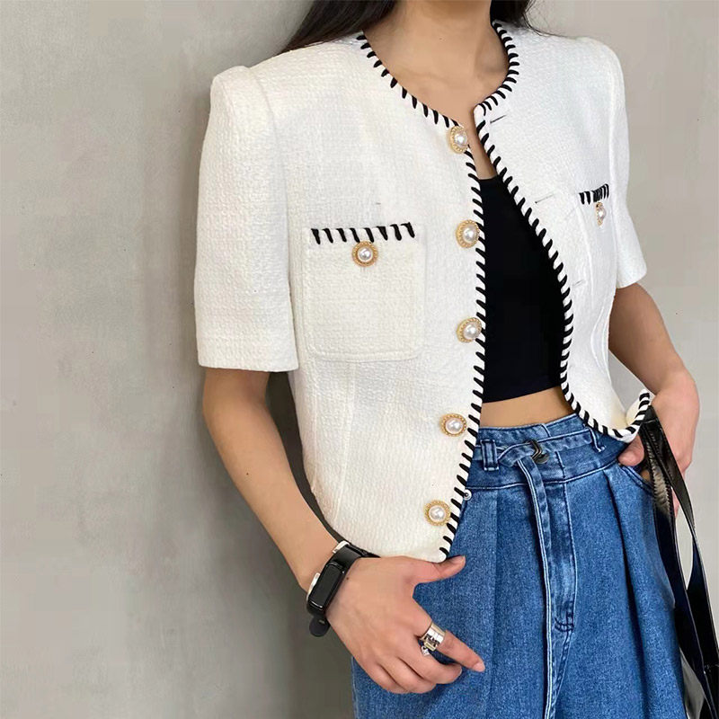 Past version of the Ych white fragrance suit female Spring and Autumn 2022 new high waist suit short celebrity coat