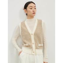 Heavy industry and light luxury custom-spun and custom-dyed floral yarn small * fragrant style knitted vest cardigan spring tweed wool coat for women