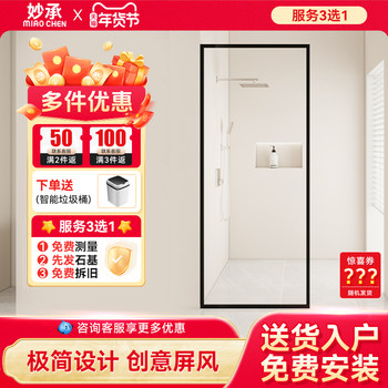 Minimalist Style Shower Enclosure with Single Glass Partition for Dry and Wet Separation in the Bathroom, Straight Glass Door for Small Bathrooms, Home Use Shower Screen