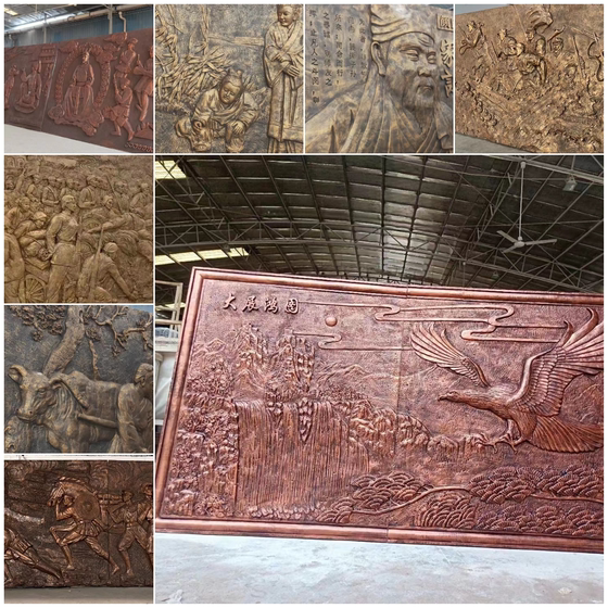 FRP imitation copper relief custom red culture outdoor figures campus sculpture fire theme garden murals