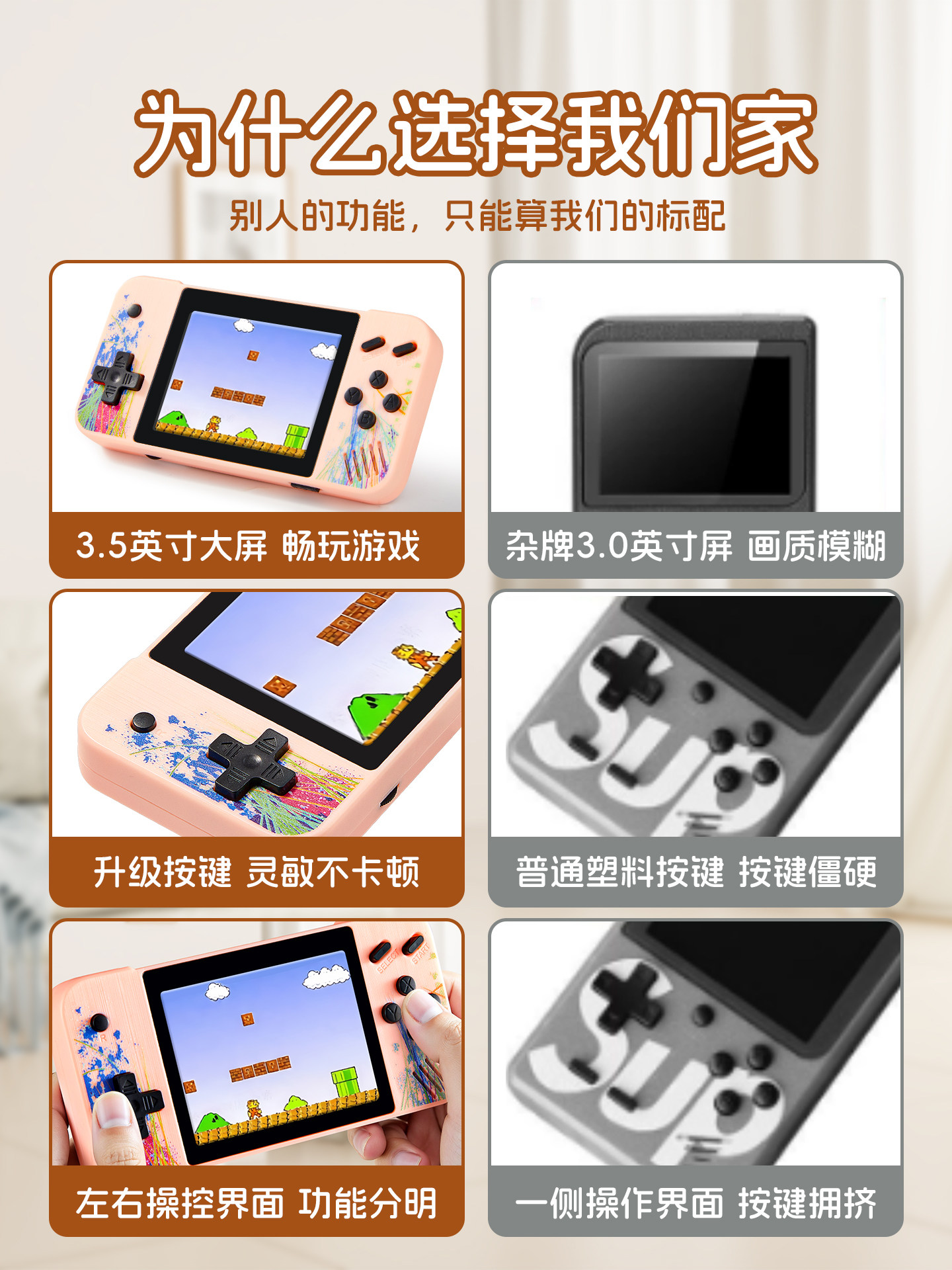 Steam Deck Handheld Game Console, Tetris, Stand-Alone Game, Nostalgic Retro Style, Old-Fashioned Portable Mini Dual-Player Small Mario, Trending Toy on Tiktok, Gift for Children and Students