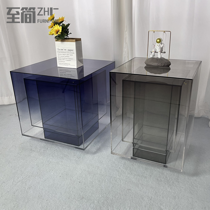 Nordic Creative Asymptotic Square Acrylic Tea Table Modern Decent Board Room Living Room Sofa Transparent Corners A Few Bed Heads Cabinet