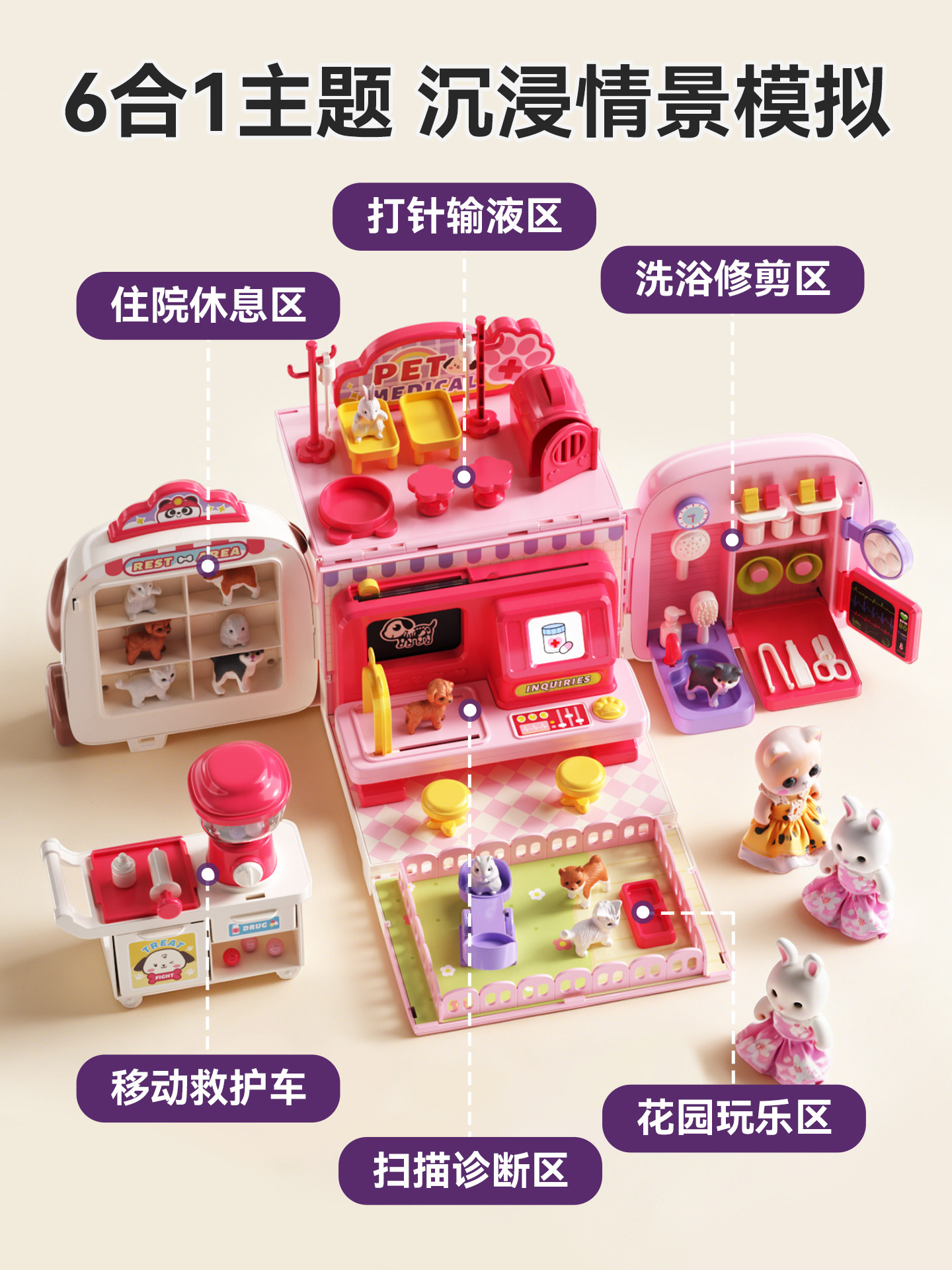 Play House Toys for Children, Girls, Princess Birthday Gifts, 3 to 6 Years Old, Educational Toys for Girls, 2 Toddlers, 4 Dollhouse