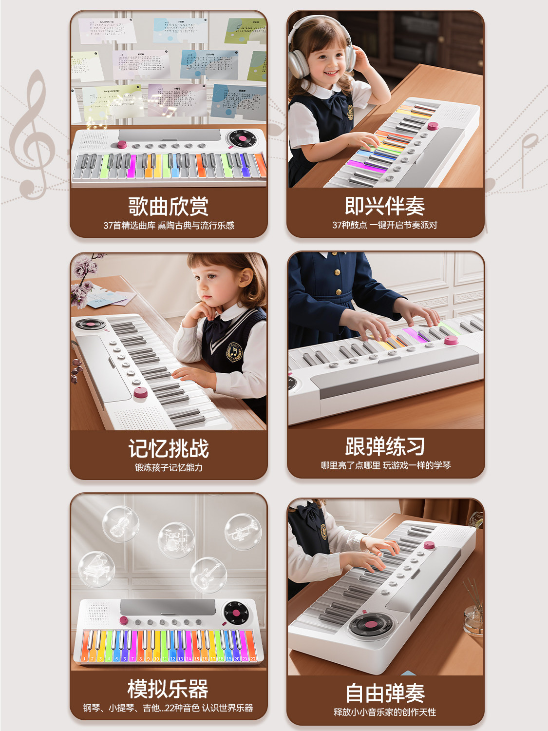 Rainbow Electronic Keyboard Children's Toy for Girls, Educational for Ages 3 to 6, 10Th Birthday Gift for Boys, 2025 New Model for New Year