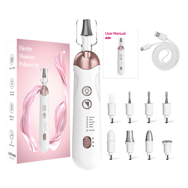 Cross-Border Amazon Nail Polisher with Various Grinding Heads, Small Manicure Tool for Removing Dead Skin and Polishing Nails Cross-Border Amazon Nail Polisher with Various Grinding Heads, Small Manicure Tool for Removing Dead Skin and Polishing Nails