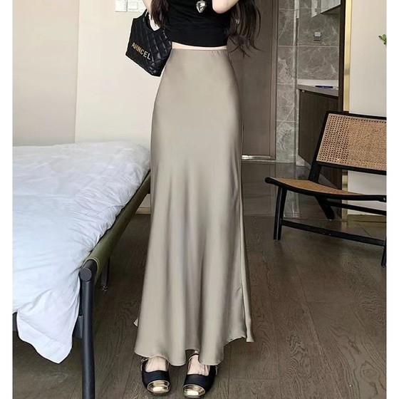 高级感时尚气质半身裙女春秋中长款高腰遮胯垂感a字包臀鱼尾长裙