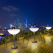 LED light-emitting bar scattered table and chair combination outdoor round bar table KTV clear bar creative pub high table