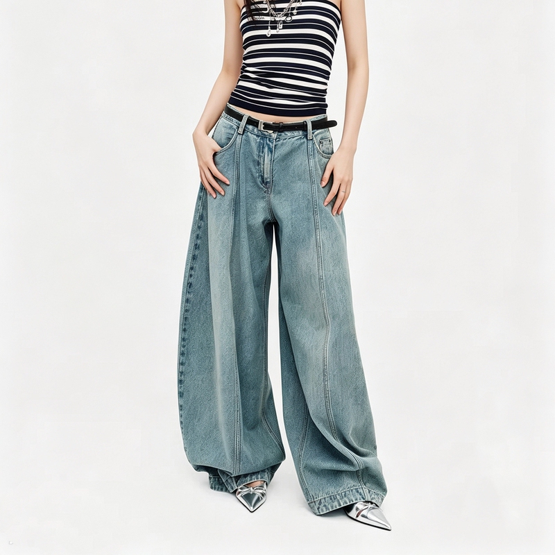 [Designer Style] 2026 Autumn New Street Style Wide-Leg Pants Slimming Casual Versatile Pants Loose Jeans