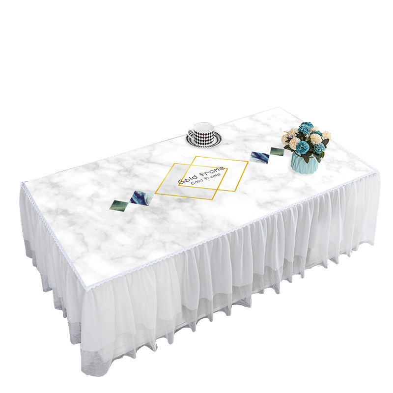 Lace tea table tablecloth waterproof fabric rectangular household dust cover TV cabinet cover towel all-inclusive tea table cloth cover