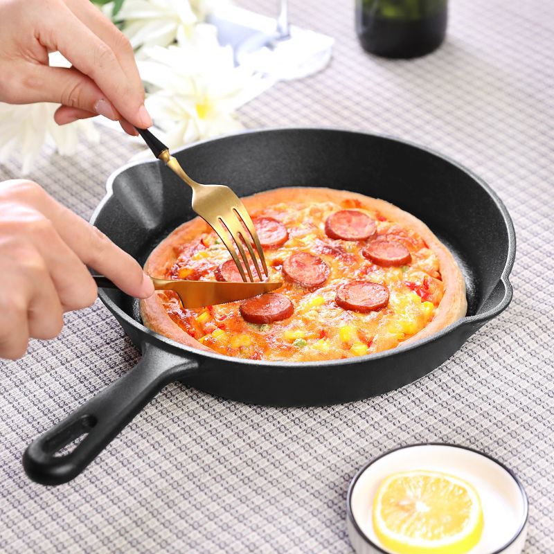 Pan small sauce flat bottom pan without coating Home raw iron frying pan branded steak fried egg cast-iron pan magnetic furnace gas universal