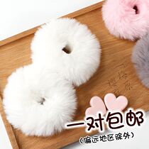 Meng Department Soft Sister Lolita Mao plush hair Circle Head Rope Leather Fascia Hair Accessories Double Mati Cute Girls Heart Day Department