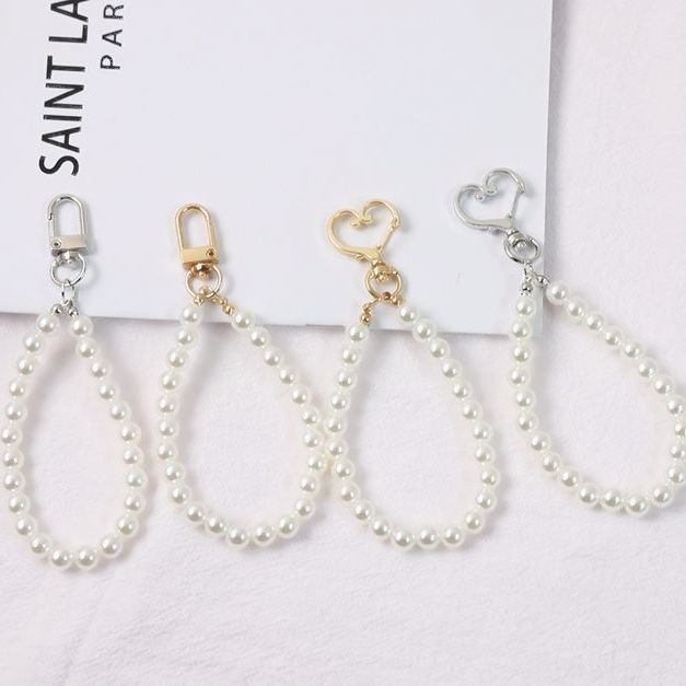 pearl key ring loving heart tassel keychain car pendant student bag pendant headphones set ornaments