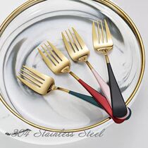 Net Red Korean Cute Fork Home Stainless Steel Fruit Small Fork Creativity Long Handle Fruit Fork Fork Suit