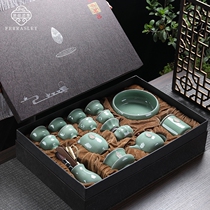 Light Lavish Kilns Kongfu Tea Kit Home Adoptable Slices Zen Wings Tattoo Tea Maker Pure Color Office With Whole Set