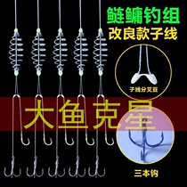 Fishing silver carp and bighead carp spring line set fish hook tie finished sub-line double hook anti-winding Isei fishing set fishing artifact