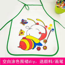 Kindergarten handmade diy material painting apron girls summer art class teaching utensils homemade baby blouse