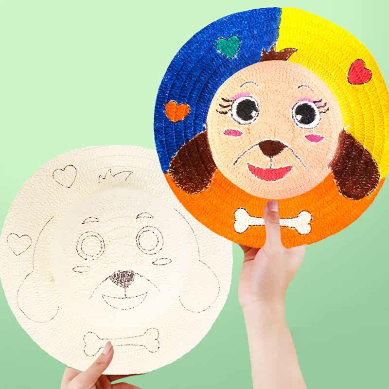 Children's graffiti straw hat diy kindergarten wall decoration parent-child activities coloring hat manual interactive material package