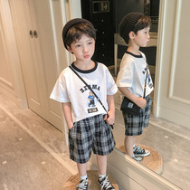 Boy Summer short sleeve suit 2022 summer clothes new children handsome Korean version blouse shorts leisure Two sets of damp