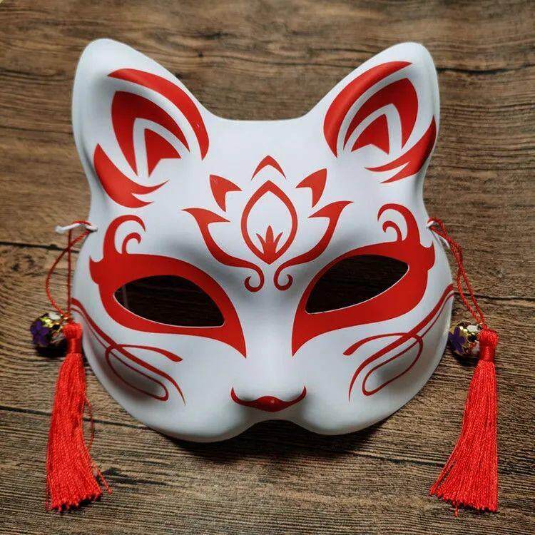 Cat mask hand-painted half-face cat mask day style and wind fox cartoon male and female cat face cosplay prom new
