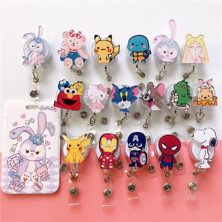 Cute cartoon retractable bus protection cover nurse badge easy-to-pull document card set pick-up nursery badge work card subway card campus card student meal card employee work card brand