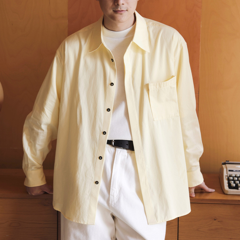 Oil Painting Style Wool-Cotton Blend Skin-Friendly Breathable Three-Dimensional Pocket Loose and Neat Long-Sleeve Shirt Oil Painting Style Wool-Cotton Blend Skin-Friendly Breathable Three-Dimensional Pocket Loose and Neat Long-Sleeve Shirt