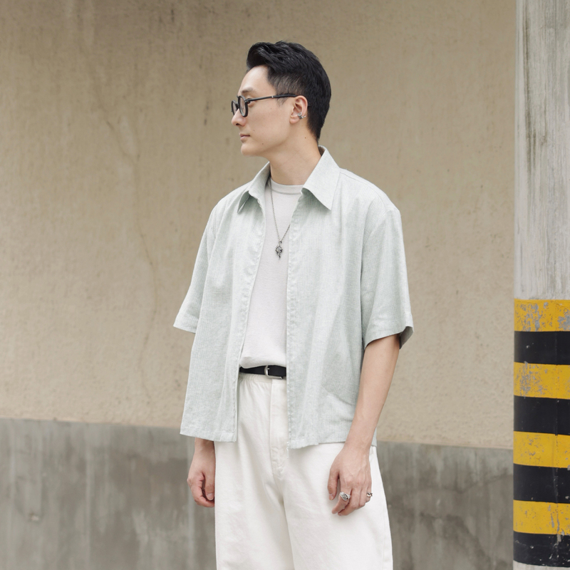 Lake Island | Refreshing Hemp Fermented Wash Anti-Wrinkle Breathable Sunscreen Antibacterial Zipper Short-Sleeved Shirt