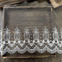 Exquisite mesh cotton line embroidery small bow light pass clothing custom DIY lace