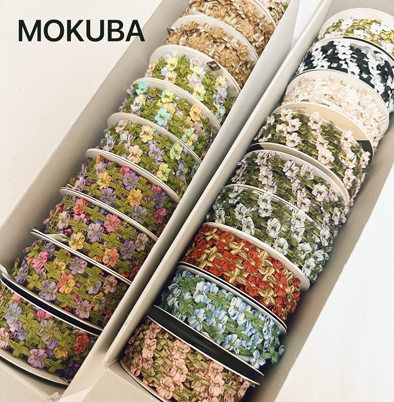 Japanese Mokuba Colorful Small Flower Lace Trim Ribbon Handmade DIY Hair Accessories Doll Clothes Making Materials
