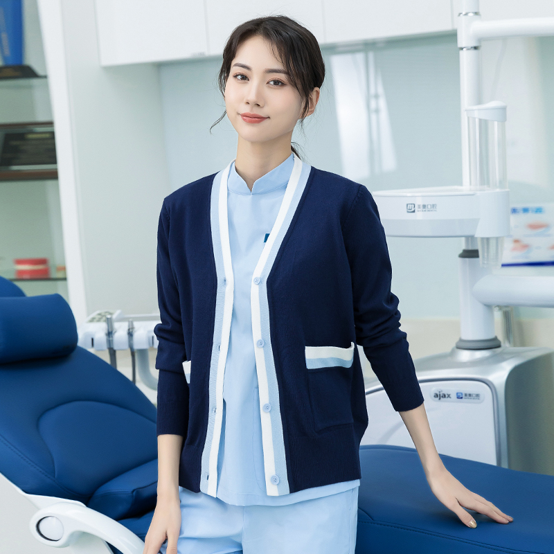 Nurse Sweater Cardigan for Women, Plus Size, Thickened, Navy Blue, Spring, Autumn, and Winter, Thin Style, Hospital Workwear Knitwear