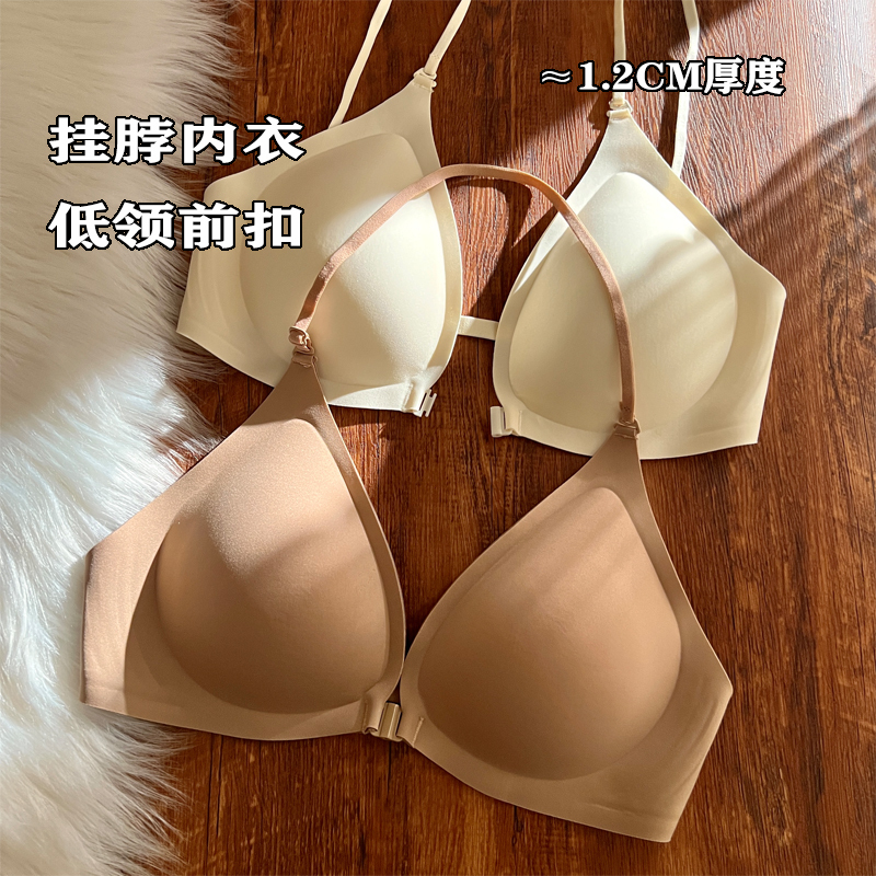 Halter Neck Bra for Women, Summer, Small Bust, Push-Up, Side Support, Anti-Sagging, Seamless, Front Closure, Beautiful Back, Thin Straps, Large Backless Bra Halter Neck Bra for Women, Summer, Small Bust, Push-Up, Side Support, Anti-Sagging, Seamless, Front Closure, Beautiful Back, Thin Straps, Large Backless Bra