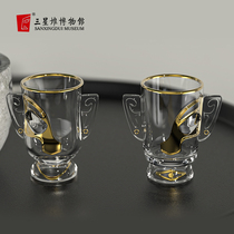 Three Stars Stack Museum Ventron Gold Mask Glass Cup Suit Creative Birthday Gift Memorial Gift Water Cup