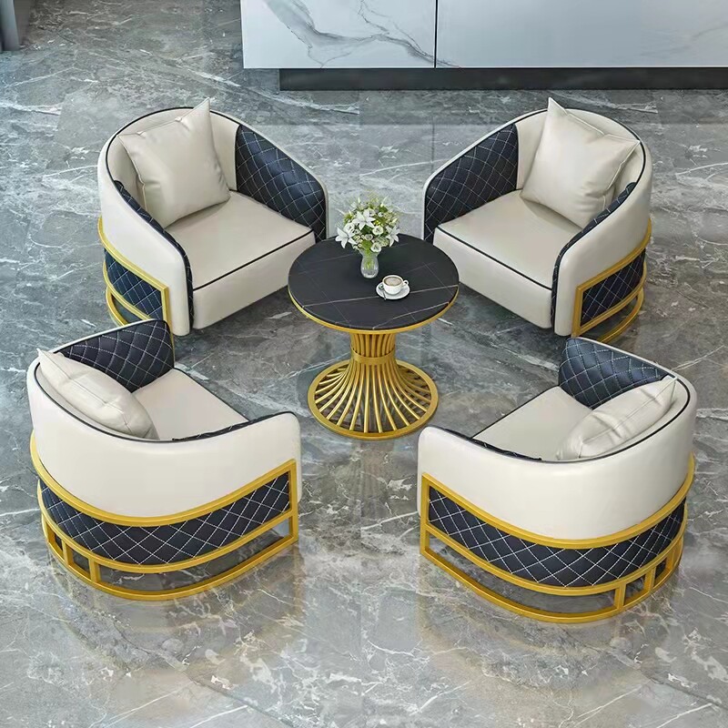 Nordic light luxury leisure hotel reception sample house exhibition center negotiation table and chair beauty salon business reception sofa coffee table combination