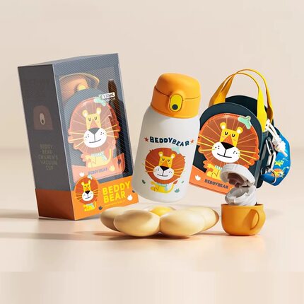 杯具熊儿童保温杯男女吸管杯宝宝水杯子动物派对学生上学专用水壶
