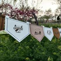Outdoor felt camp flag five-pointed camping flag freely adjustable length rope buckle camping Christmas decoration flag