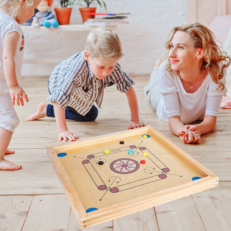 Kronch Table Tennis Table Wooden Finger Chess Carrom Board Educational Board Game Parent-Child Interactive Game Toy