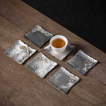 Creative metal cup holder coaster enamel small tea cup holder saucer tin alloy heat insulation anti-scalding kung fu tea ceremony accessories