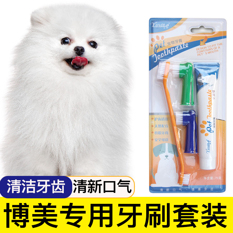 Pomeranian special dog toothbrush pet toothpaste set brushing cleaning supplies oral tooth appliance finger set