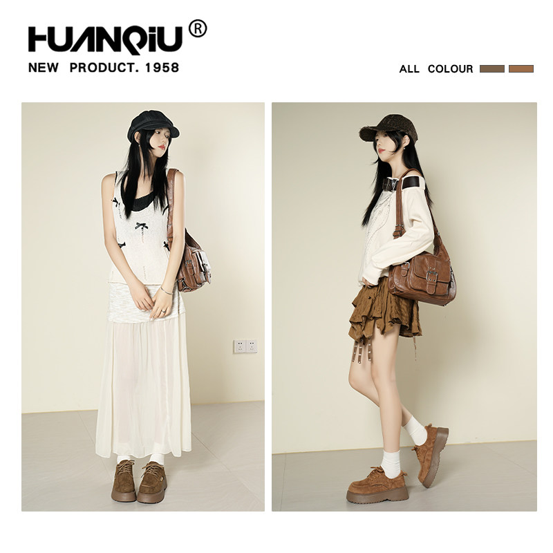 Universal Retro Thick-Soled Birkenstock Shoes for Women, 2025 Autumn New Versatile Lightweight Derby Shoes, Non-Slip Lace-Up Single Shoes