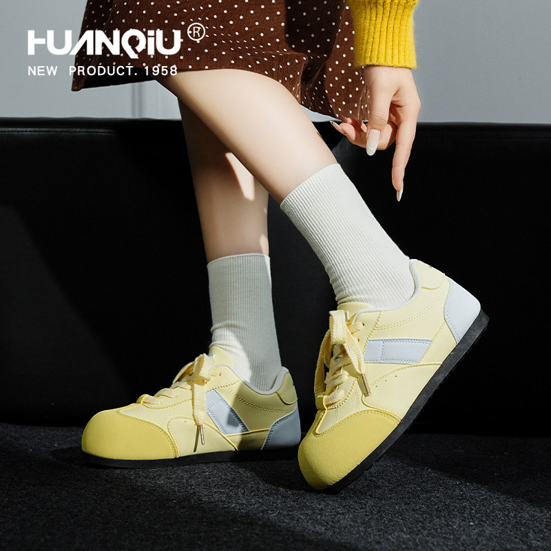 Global Yellow and Blue Thick-Soled German Training Shoes for Women 2026 New Spring Popular Niche Puff Shoes Cute and Versatile Sneakers