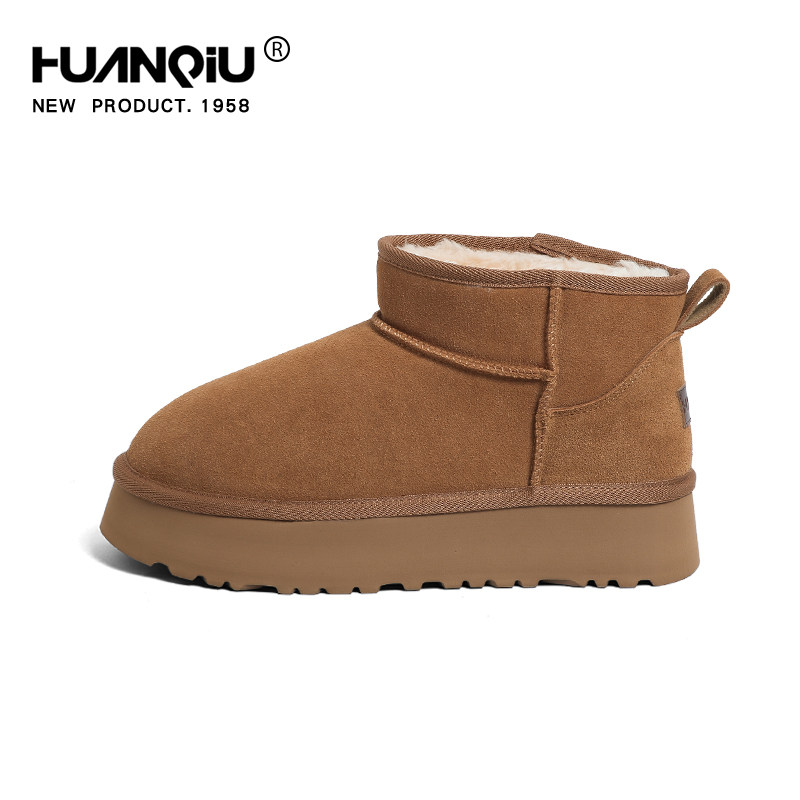 Universal Genuine Leather Thick-Soled Snow Boots for Men 2025 New Winter Non-Slip Boots with Fleece Lining for Warmth, Double Cotton Northeastern Cotton Shoes