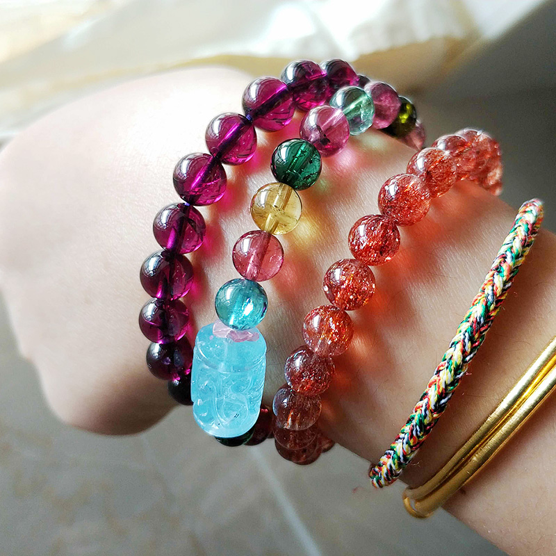 1 crystal bracelet sea grain stone aurora 23 super seven moonstone and field jade purple lithium red striped stone afternoon field