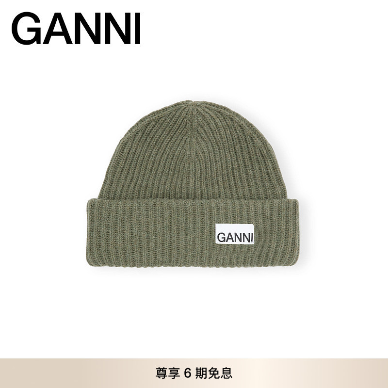 Ganni Women's Soft Casual Versatile Wool Comfortable Autumn Simple Knitted Hat A4429861 Ganni Women's Soft Casual Versatile Wool Comfortable Autumn Simple Knitted Hat A4429861