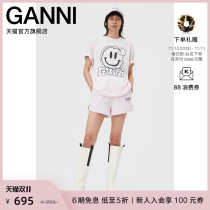Ganni womens 2022 new light pink logo drawstring casual pants shorts T3318428