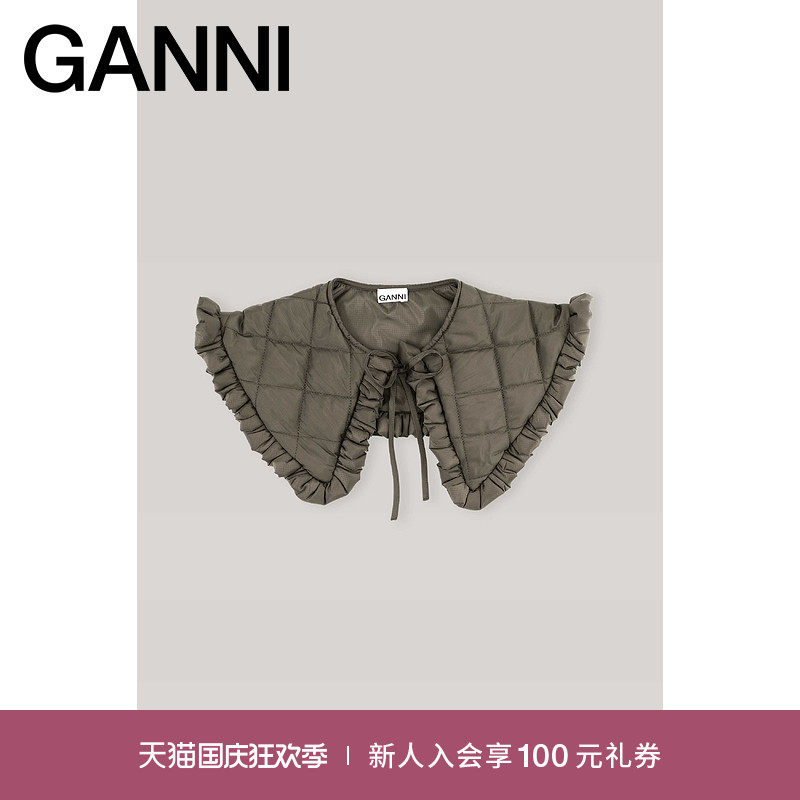 Ms. Ganni's new large plaid ruffled large lapel detachable collar accessories A2892861