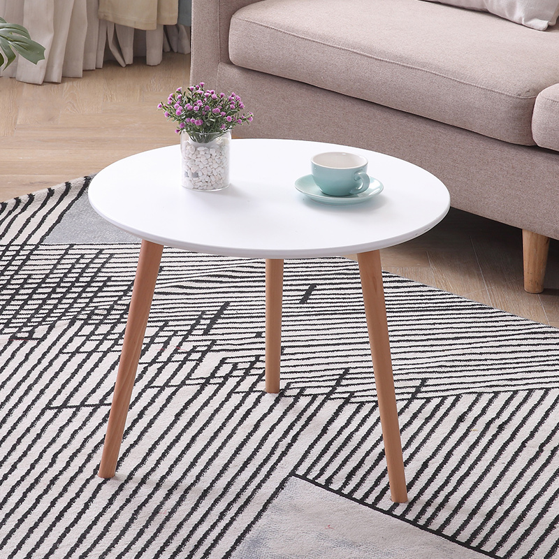 Solid wood small round table Nordic coffee table simple modern mini mobile side table balcony bedroom corner several home bedside table