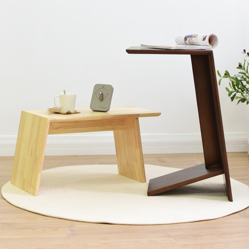 Solid wood U-shaped sofa side table small apartment corner table creative C-shaped bedside table tatami rack living room coffee table