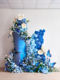 Artificial Flower Landscaping, Blue Rose Waterfall Flower Wall, Giant Butterfly Decoration, Large Fake Floral Art Window Display Setup
