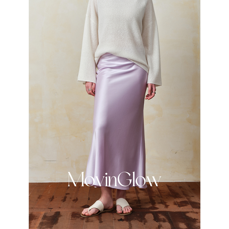 Movinglow｜Glossy and Radiant American Naia Eastman Acetate Bias-Cut Elegant Hip-Hugging Fishtail Skirt