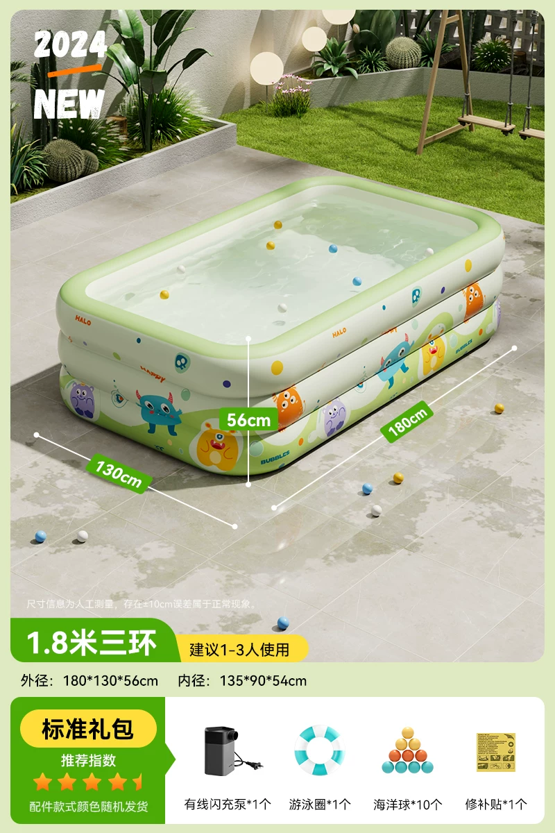 Inflatable Pool (Bear) 1.5–4.28 m, extra-thick walls — sunshade, slide & multi-layer options
